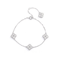 Bracelet tendance en argent sterling 925 brillant avec trèfle à quatre feuilles et moissanite, bijou polyvalent pour femme, idéal pour le bureau, unisexe