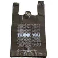 Sacs en plastique HDPE noirs type T-shirt avec message 'Merci' pour le commerce de détail, les supermarchés et les courses