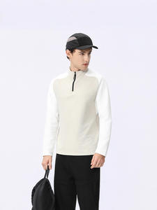 Maglietta da Allenamento Janya a Maniche Lunghe con Colori Contrastanti e Patchwork per Uomo, Collo Alto con Mezza Zip a Costine, Top Sportivo per Palestra e Fitness - Product Image 6