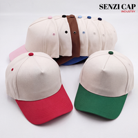 Casquettes personnalisables, casquette de baseball vierge bicolore à 5 panneaux, broderie de logo personnalisée, unisexe, structurée, vente en gros, OEM