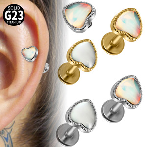Bijou <span class=keywords><strong>d</strong></span>'<span class=keywords><strong>oreille</strong></span> punk en titane G23, coquille interne dentaire, labret Love Lip, électroplaqué, <span class=keywords><strong>d</strong></span>égradé de couleurs magiques, forme en T, piercing - Product Image 6