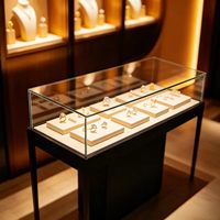 Vitrine de présentation de bijoux en verre, comptoir rectangulaire, vitrine de vente au détail, cadre noir pour exposition en magasin