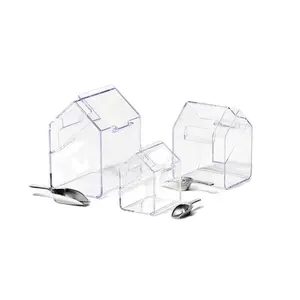 Spice box clear acrylic cylinder candy Display storage wedding christmas gift packing box with scoop for supermarket