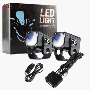 Feux antibrouillard LED pour moto 12-36V 70W, ambre et blanc, feux de conduite auxiliaires avec yeux de démon, clignotants, phare étanche - Product Image 1
