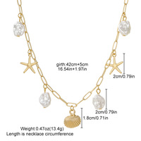Collier multi-rangs pour femme en alliage, avec étoile de mer, coquillage, résine et perles d'imitation, design coquille de perle, très vendu