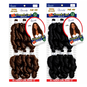 Lot de 6 extensions capillaires synthétiques ondulées souples noires de 12 pouces pour femme, tresses au crochet lisses, boucles françaises, vente en gros - Product Image 1