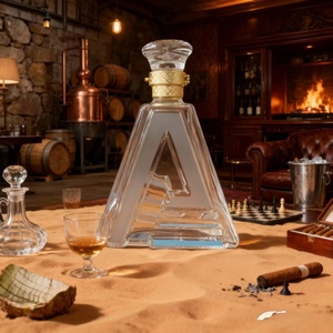 Bouteilles en verre vides transparentes en forme de lettre irrégulière de haute qualité 750ml bouchon couronne or estampillé pour vodka Gin whisky - Product Image 5