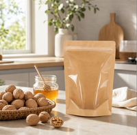 Sachet Doypack en papier kraft brun de qualité alimentaire, refermable, avec fenêtre transparente et fermeture zip, pour snacks, noix et fruits secs, vente en gros