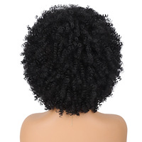 Perruque courte afro bouclée, style africain, petites boucles, en soie, semi-tissée à la main