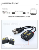 Balun de Video de Canal Único HX-CG200 720P 300M UTP CAT5/5E/6 Transmisión AHD TVI CVI CVBS 8MP Conector BNC Monitor Pasivo