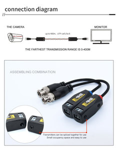 <span class=keywords><strong>Balun</strong></span> de <span class=keywords><strong>Video</strong></span> de Canal Único HX-CG200 720P 300M UTP CAT5/5E/6 Transmisión AHD TVI CVI CVBS 8MP Conector BNC Monitor Pasivo - Product Image 5