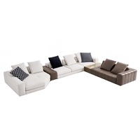 Canapé d'angle en cuir modulaire de conception italienne moderne, convertible en chaise longue avec fonction convertible