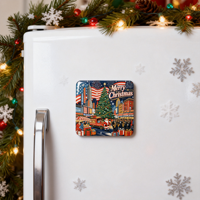 Autocollants magnétiques pour réfrigérateur en acrylique avec colle en goutte, thème ville de Noël américaine