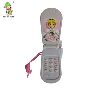批发廉价益智塑料漂亮粉色音乐灯光玩具女孩手机