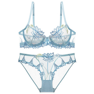 Soutien-gorge en maille brodé de cerises transparentes ultra-minces sexy en dentelle grande taille pour femmes - Product Image 4