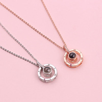 Collar de cadenas con imagen de amantes de las palabras, colgante con corazón, con frase I LOVE YOU INS, 100 idiomas, venta al por mayor