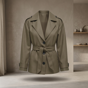 Gabardina de Cuero Sintético Vintage para Mujer, con Cuello de Solapa y Cinturón, para Otoño - Product Image 3