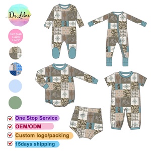 Combinaisons en <span class=keywords><strong>fibre</strong></span> de bambou pour bébé garçon, imprimé Wild West, pyjamas courts, vêtements pour enfants, fermetures éclair YKK - Product Image 1