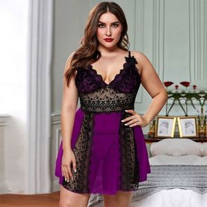 Vestido Sexy de Encaje sin Mangas con Cuello en V y Aberturas para Mujer, Tallas Grandes (XXL, XXXL), Lencería, Vestido de Noche, Venta al por Mayor SFY3360 - Product Image 2