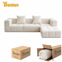 OEM Moderne Ecksofa-Garnitur ODM Gepolstertes Komprimiertes Sofa-Set Großhandel Modulares Knochenloses L-förmiges Sofa