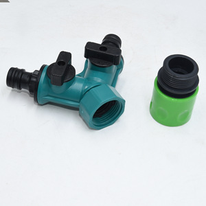 Distribuidor de agua de plástico para jardín, de doble canal, 4 puntos, válvula de doble vía, rosca externa, acoplamiento rápido para conector de manguera - Product Image 1