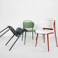 Chaise de salle à manger de style nordique de luxe, en plastique durable, écologique, pour la maison, le bureau, l'hôtel, minimaliste moderne avec dossier