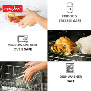 Contenedor de Vidrio Profundo de Borosilicato Alto Pyglass, Juego de 3 Piezas con Tapa de PP Hermética, Contenedor de Gran Capacidad para la Familia - Product Image 3