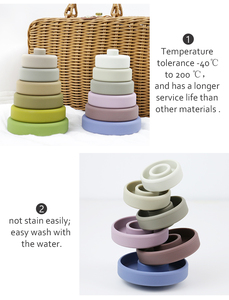 Vente en gros écologique Jouets en silicone arc-en-ciel en arc-en-ciel Jouets en silicone en blocs de construction pour enfants empilables - Product Image 6