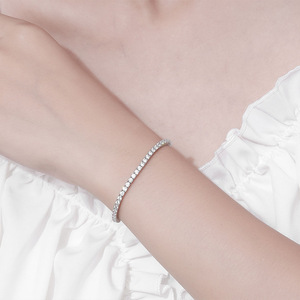 Luxury 2.5mm <b>925</b> Sterling <b>Silver</b> Tennis <b>Bracelet</b> VVS Lab Grown Moissanite Diamond Fashionable Jewelry for Women and <b>Men</b> - Product Image 3