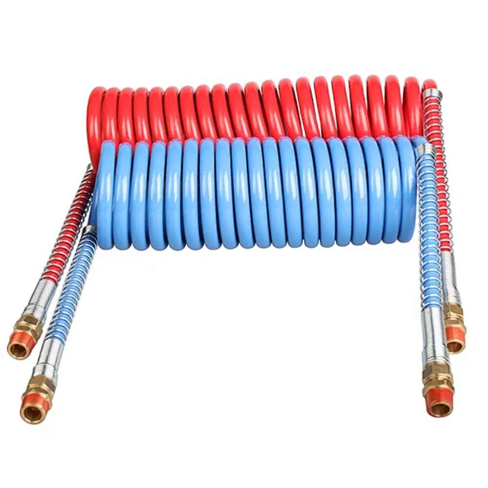 Coiled Air Hose Sets In Blue And Red For Truck & Trailer Connections double nylon tube PA12