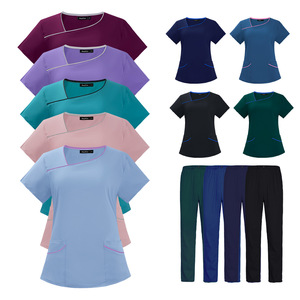 Blouses d'isolement pour esthéticiennes de salon de beauté et soins dentaires/oraux, combinaisons de protection à manches courtes et pantalons longs, extensibles et à séchage rapide - Product Image 1