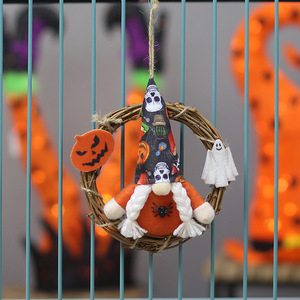 Decoraciones de Guirnalda de Gnomos de Halloween para Interiores y Exteriores, Adorno Colgante para Puerta o Pared con Forma de Flor, Decoración para Fiestas HX-2253 - Product Image 3