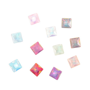 Strass carrés en verre cristal à dos plat, colorés, pour décorations DIY d'ongles, ornements scintillants à porter - Product Image 5