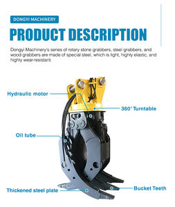 4-50T Mini Excavateur Lourd Attachement Outil Forestier Pierre Grabber Griffes Rotatives Hydrauliques Grappin à Bois - Product Image 3