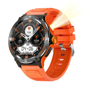 Fournisseur OEM électronique numérique KT76 Smartwatch lampe de poche boussole 3ATM étanche natation course Sport montre intelligente pour hommes