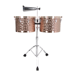 Instruments de <span class=keywords><strong>percussion</strong></span> OEM, timbales en métal rose doré de 14*15 pouces avec peau de tambour <span class=keywords><strong>Remo</strong></span>, attaches de style LP - Product Image 2