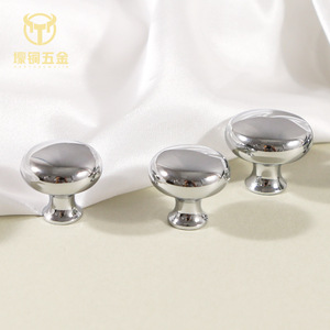 Hao Tong Wu Jin Brass Cabinet <b>Knob</b> Half Dumpling Shape <b>Silver</b> Minimalist Modern Furniture Handle Round Durable Modular - Product Image 2