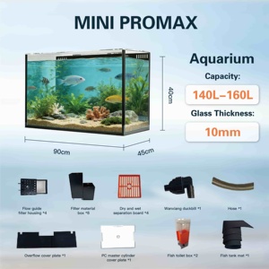 <span class=keywords><strong>Aquarium</strong></span> rectangulaire en verre Relaxlines 140-160L, écologique, pour aménagement paysager de pièce, anti-fuite, pour bureau et maison - Product Image 1