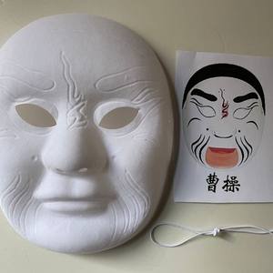 Blanco Embrión Flocado DIY Pintado a mano Graffiti Ópera de Pekín Máscara facial Líneas en relieve Sin líneas de gancho Cuerda <span class=keywords><strong>libre</strong></span> Máscaras de fiesta de color - Product Image 3