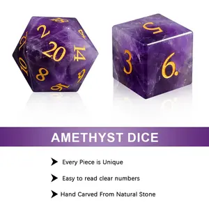 Dices Wholesale Bluk Amethyst 16mm D6 20mm D20 Dragons And Dungeons Gemstone Dice