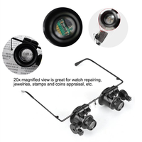 2 LED Dual Lens 20x Head-Mounted Jewelry Antiques Characters Inspection Magnifying Glass with Led Light
