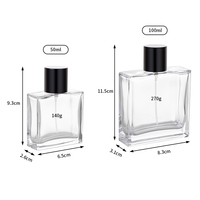 Flacon de parfum carré en verre avec logo personnalisé, prix d'usine, avec boîte d'emballage pour parfum, 50 ml, 100 ml