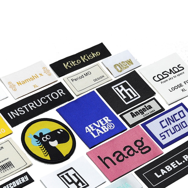 Recycled Material Woven Custom Logo Eco-Friendly Cloth End Fold Label With OEM Brand Name For Bags-Stitched