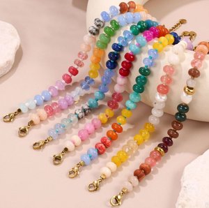 Style Beaded <b>Bracelet</b> Natural Rose Quartz Sunstone Hot Selling Colorful <b>Crystal</b> Wholesale for Women Stainless Steel - Product Image 1