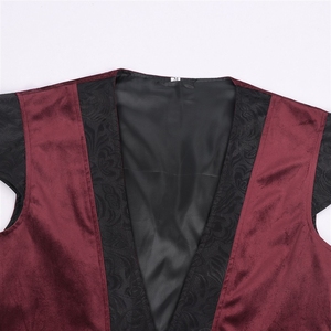 Haut ajusté long à volants de style rétro médiéval britannique rouge bordeaux, idéal pour Halloween (inspiration européenne et américaine) - Product Image 3