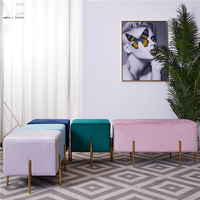 Tabouret carré en tissu confortable pour boutique de mariage et loisirs pouf pouf banc ottoman en velours