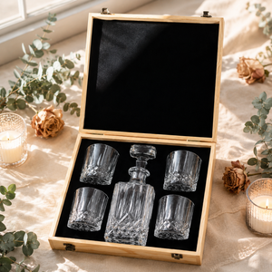 SKYJOY - Juego de Decantador de Whisky de Cristal con 4 Vasos y Caja de Regalo de Madera para Grabado Láser - Product Image 6