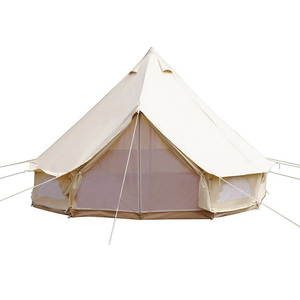 ZHUNIU 4m Wholesale Luxury Canvas Bell Tent Waterproof Cotton Fabric Glamping with Steel Pole for Outdoor <strong>Summer</strong> <strong>Camping</strong> - Product Image 6