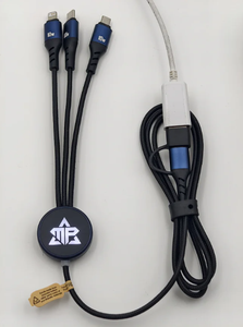 สายชาร์จ LDNIO 4 in 1 แบบ USB-C หุ้มด้วยไนลอน ทองแดงบริสุทธิ์ ป้องกันสัญญาณรบกวน รองรับการชาร์จเร็ว 3A สำหรับโทรศัพท์มือถือ - Product Image 1