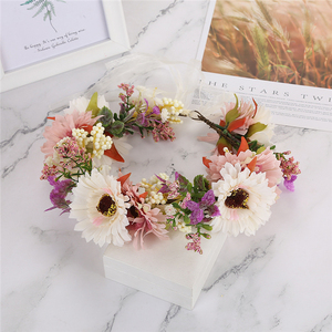 Fai da te corona <span class=keywords><strong>di</strong></span> <span class=keywords><strong>fiori</strong></span> corona fascia corona floreale <span class=keywords><strong>capelli</strong></span> ghirlanda copricapo con nastro festival festa <span class=keywords><strong>di</strong></span> nozze - Product Image 2